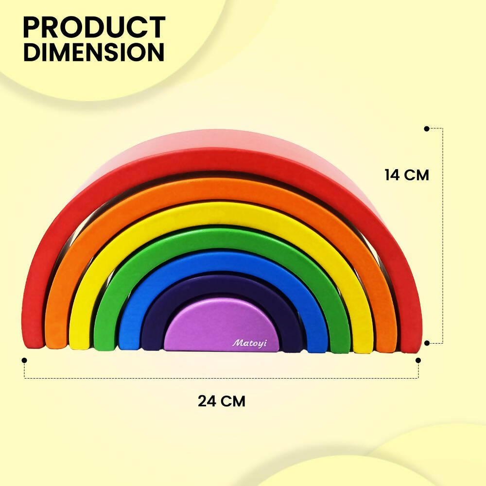 Matoyi Wooden Rainbow Stacker – 7 Piece Colorful Stacker - Grab2buy
