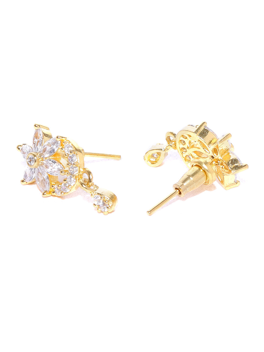 Priyaasi Desiner Floral Shaped Gold Plated American Diamond Mangalsutra Set For Women - Grab2buy