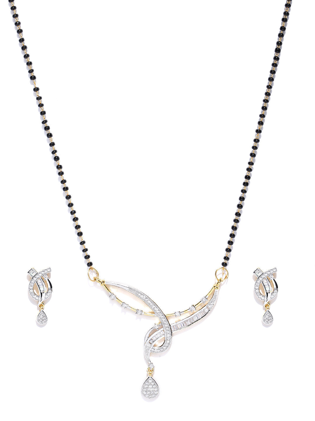 Priyaasi Women Dual Toned AD Studded Beautiful Design Traditional Mangalsutra Set - Grab2buy