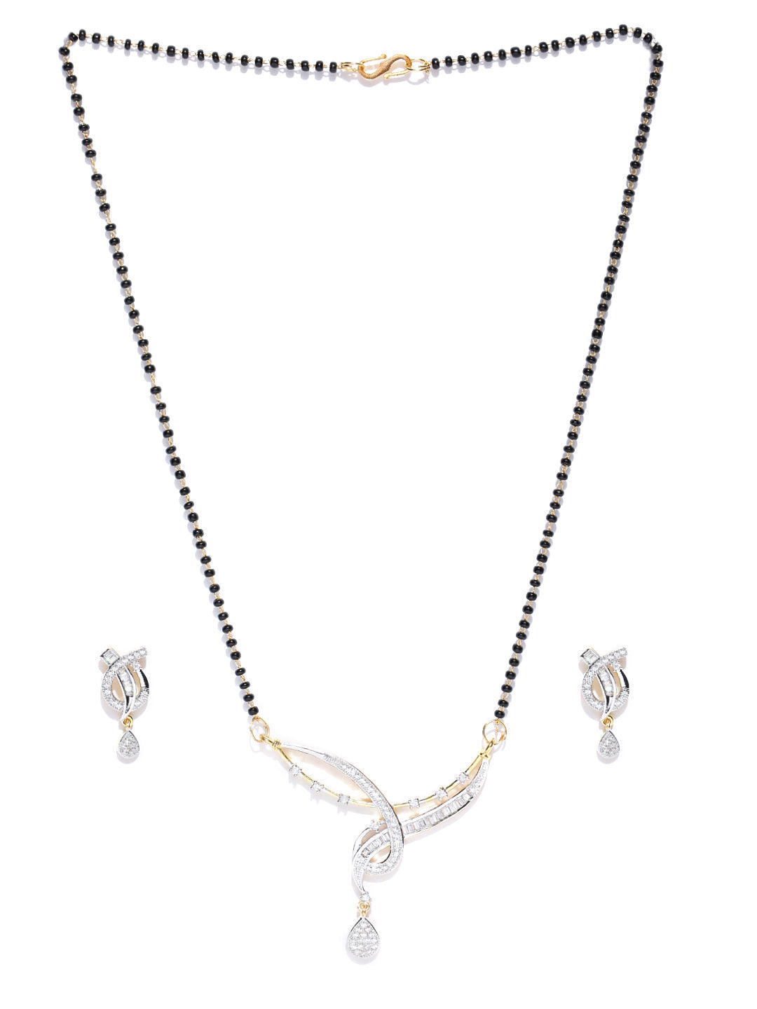 Priyaasi Women Dual Toned AD Studded Beautiful Design Traditional Mangalsutra Set - Grab2buy