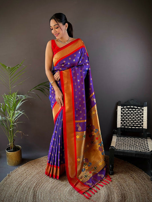 Joban Fashion Red Butti Kanchipuram silk Sarees