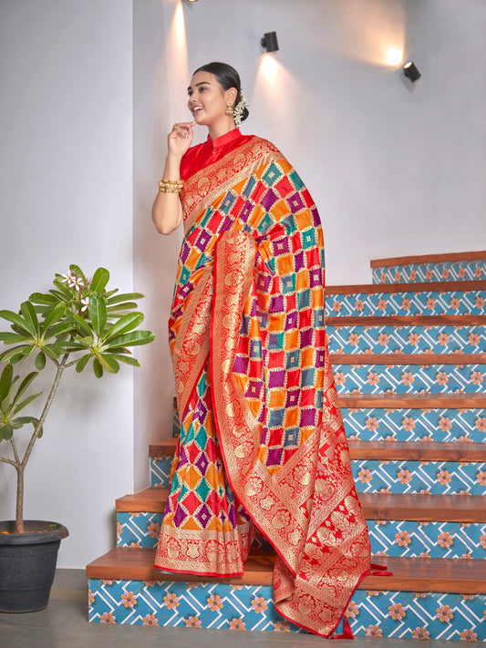 MANOHARI Banarasi Silk Blend Jacquard Work Saree - Yellow