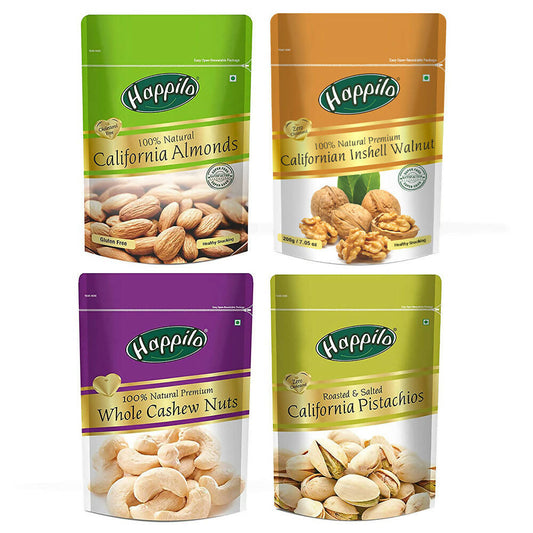 Grab2Buy Premium Dry Fruit Combo (Almond, Cashews, Pistachios & Inshell Walnuts) Grab2Buy Happilo Grab2Buy