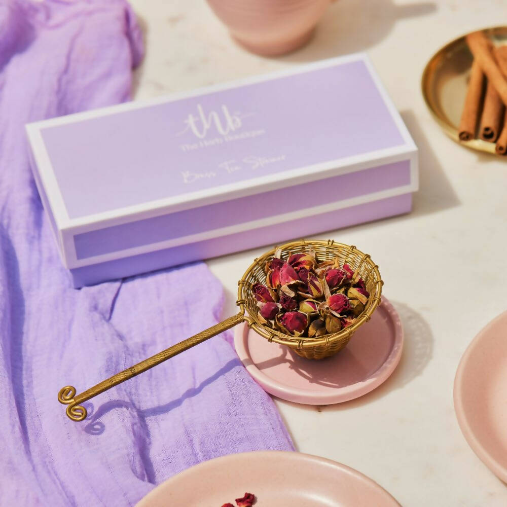 The Herb Boutique Fleur Brass Tea Strainer - Grab2buy