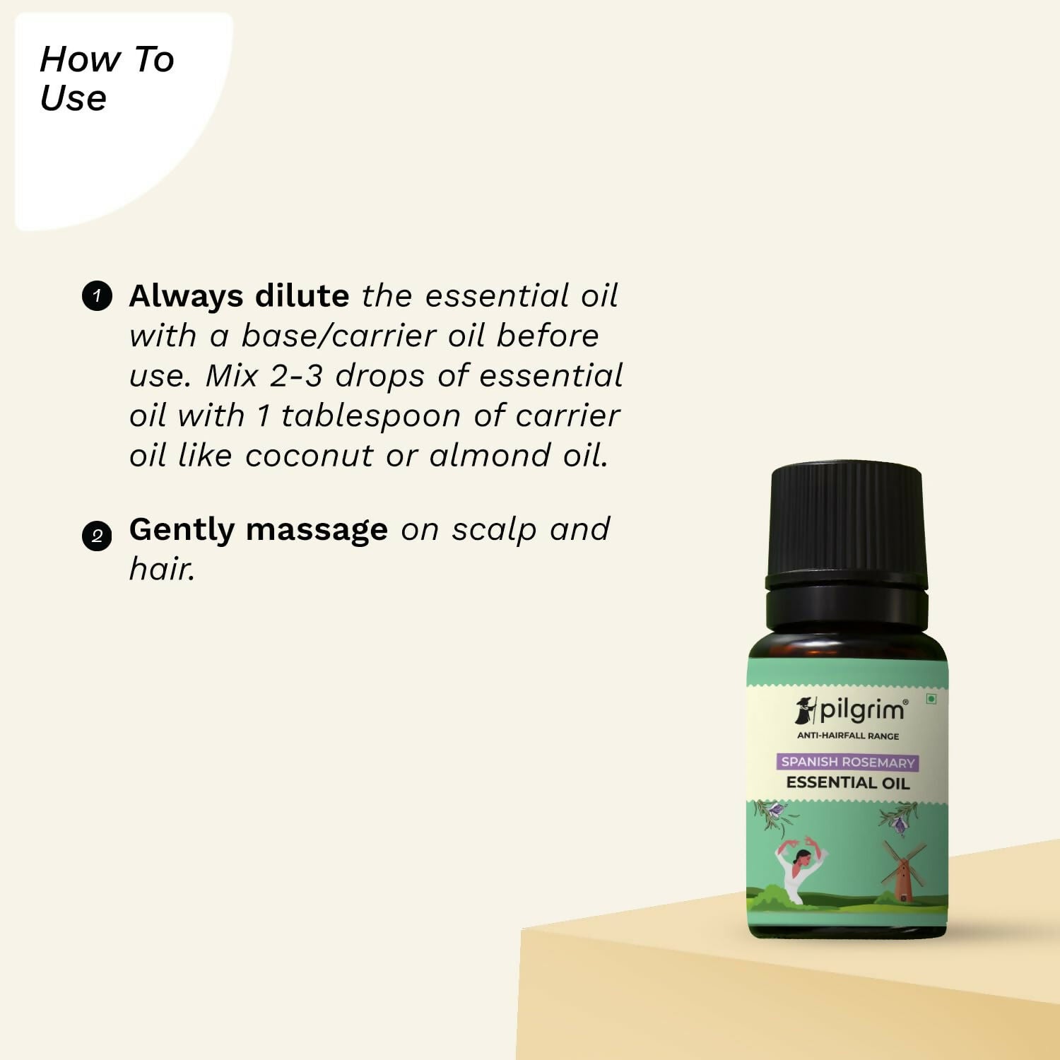 Pilgrim Spanish Rosemary Essential Oil For Hair Growth, Hair Fall Control & Hair Strengthening - Grab2buy