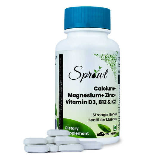 Sprowt Calcium Magnesium Zinc Vitamin D3, B12 & K2 Tablets - Grab2buy