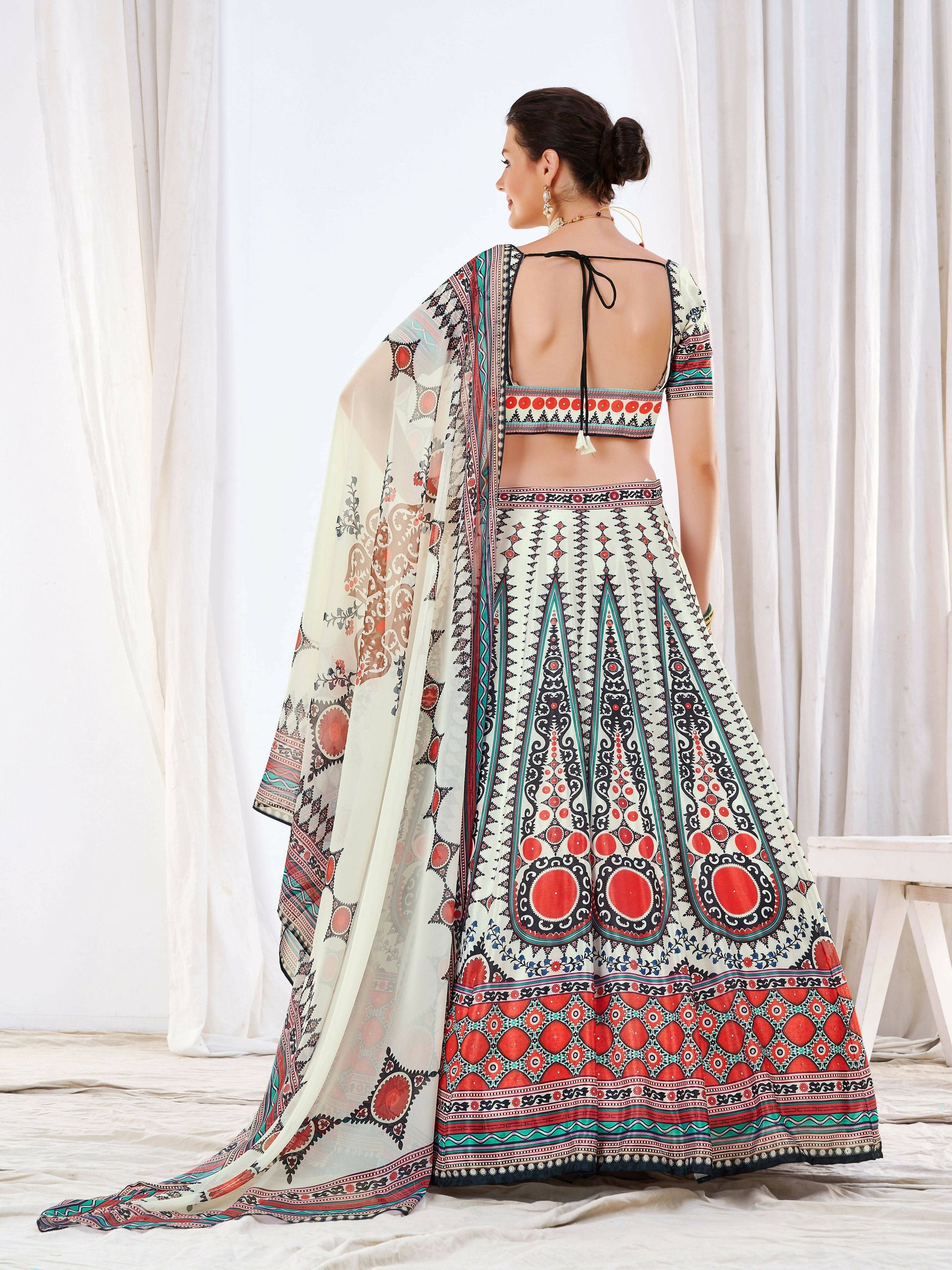 Wedding Designer White Chinon Lehengha Choli - Anbazaar - Grab2buy