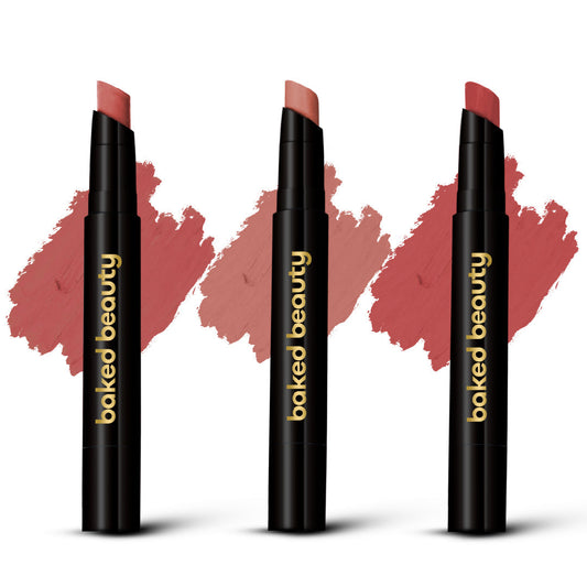 Baked Beauty My Crayon Mocha Talk Super Matte Lip Cream Lipsticks (Set of 3)