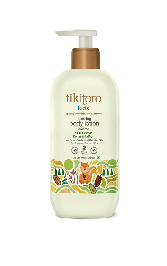 Tikitoro Kids Soothing Body Lotion 100% Vegan with Avocado, Cocoa Butter, Kashmiri Saffron Extract, Moisturizes, Soothes & Nourishes Skin Grab2Buy Tikitoro Grab2Buy