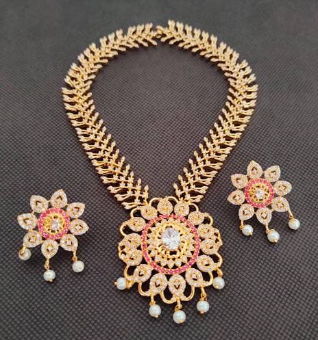 AD Ruby Bridal Necklace Set Grab2Buy Mokshi Collections Grab2Buy