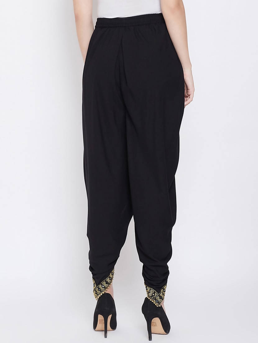 Cheera Women’s Black Dhoti With Golden Lace - Grab2buy