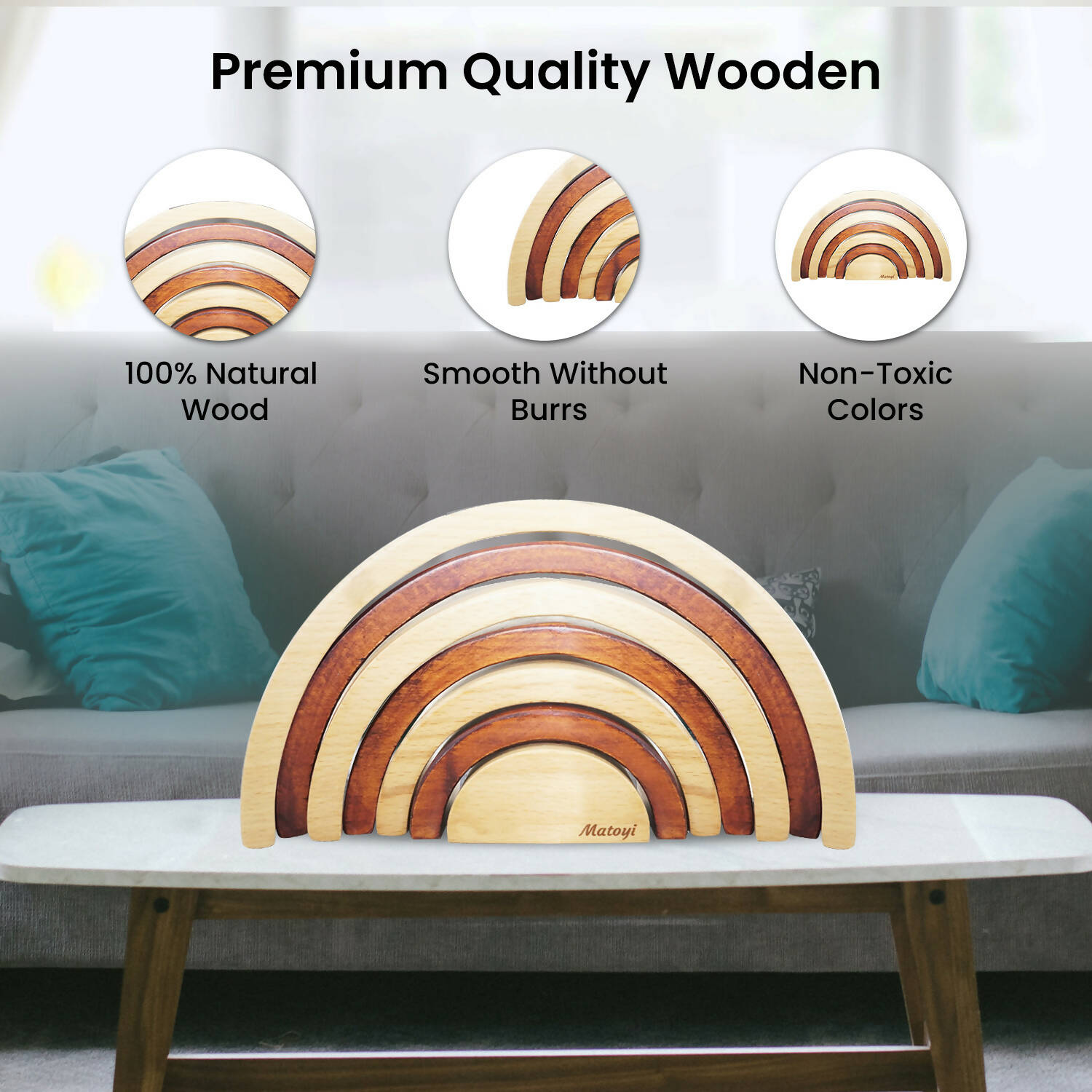 Matoyi Wooden Arch Shaped Stacker Multicolor - 7 Piece - Grab2buy