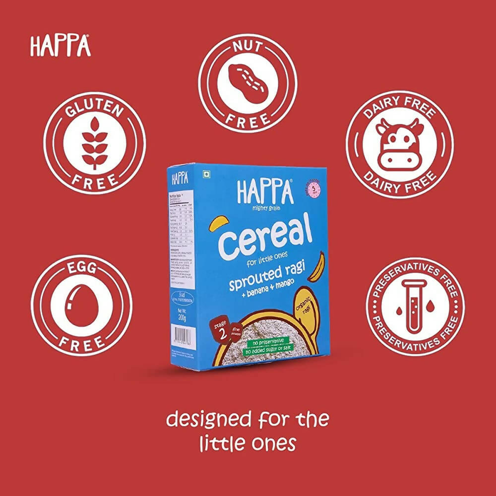 Happa Organic Ragi Porridge Mix- Ragi+Cardamom and Ragi+Banana+Mango Combo - Grab2buy