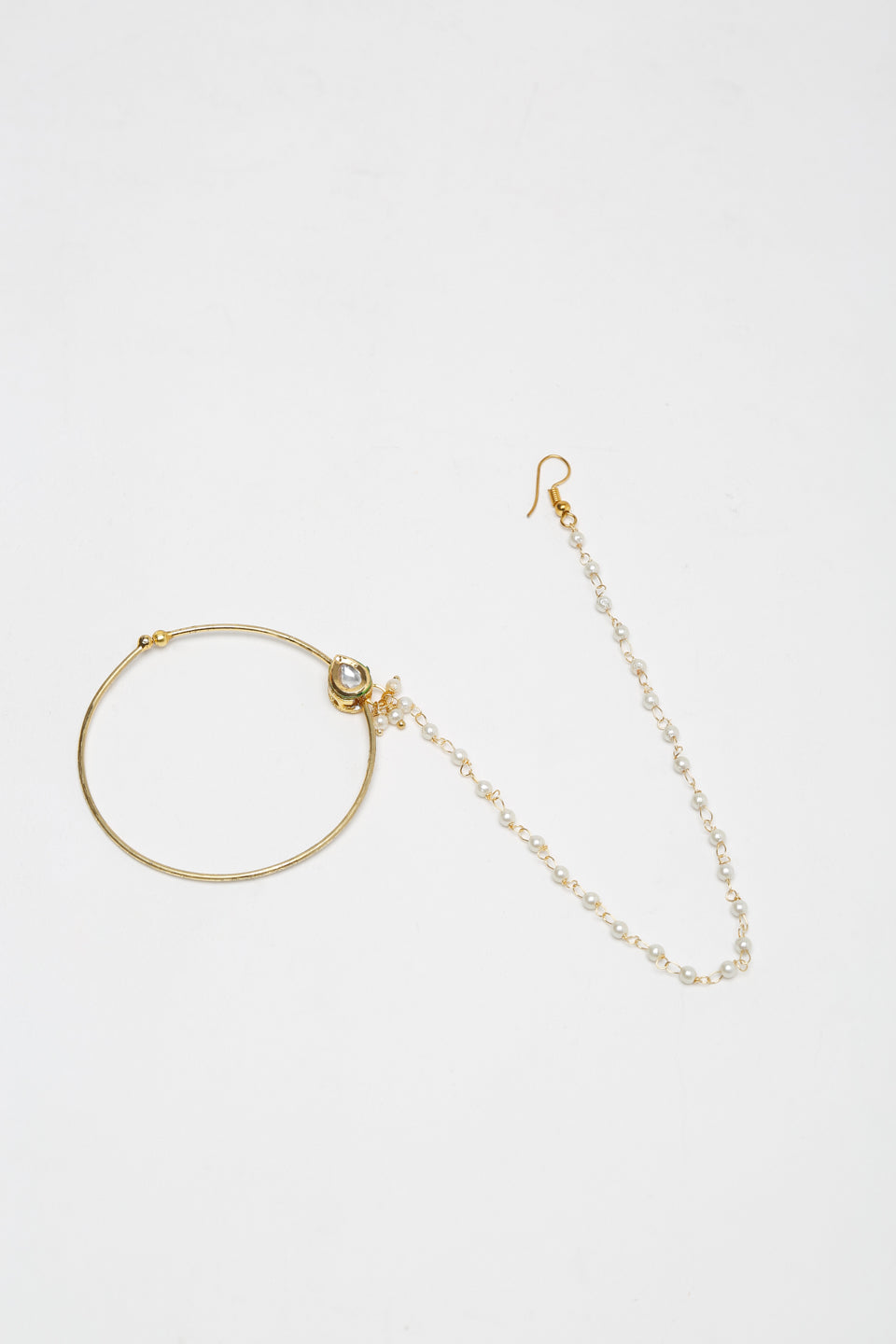 Gold Plated Tear Drop Kundan Nose Ring - Ruby Raang - Grab2buy
