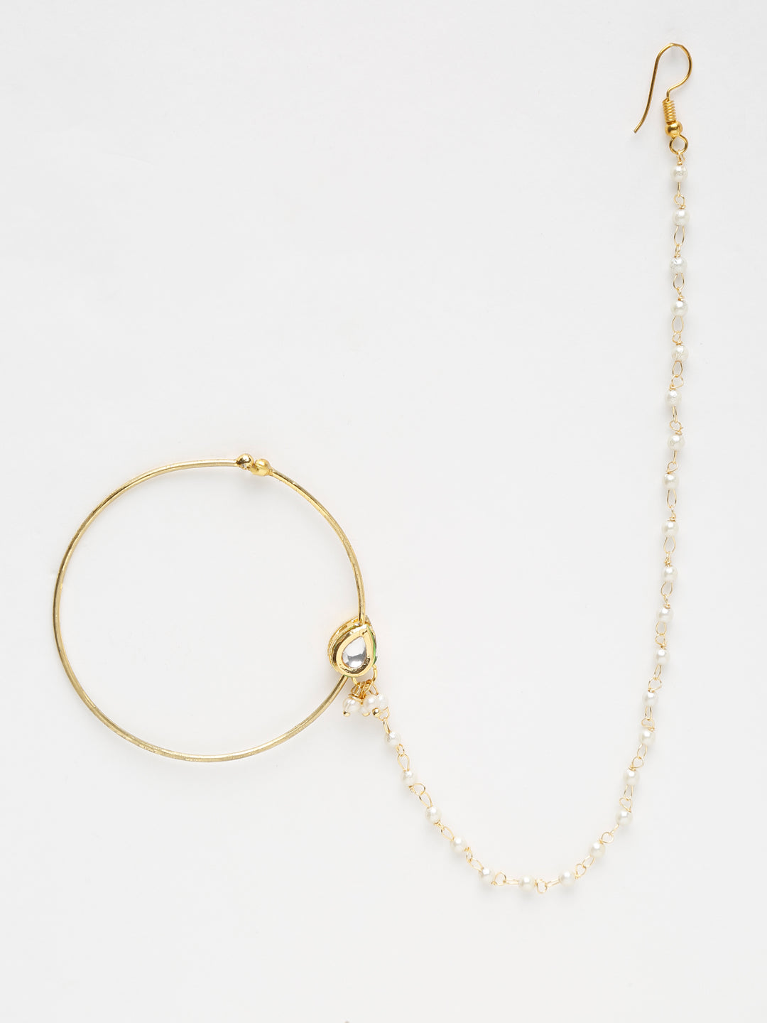 Gold Plated Tear Drop Kundan Nose Ring - Ruby Raang - Grab2buy