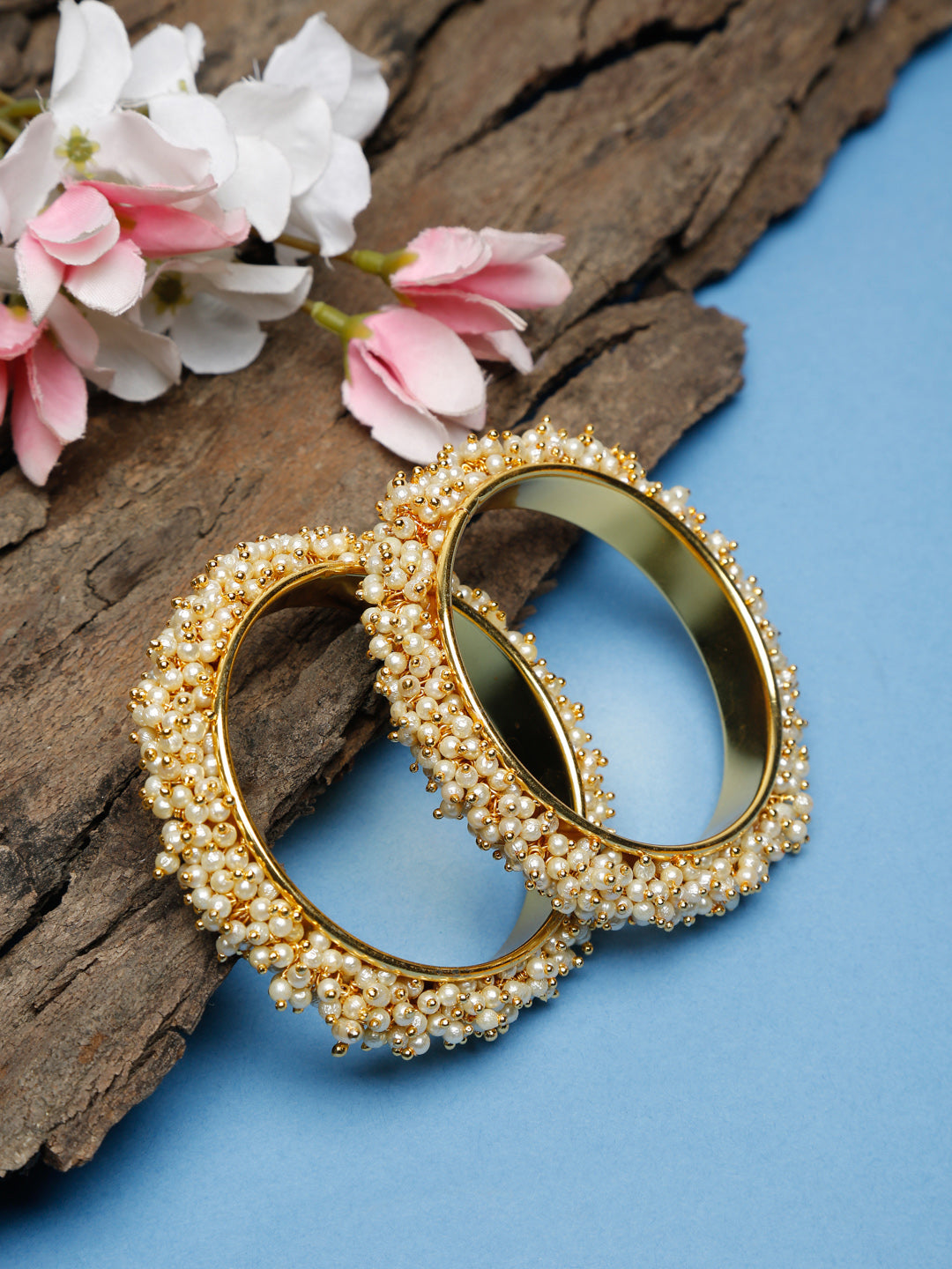 Pearl Embellished Bange Set Of 2 - Ruby Raang - Grab2buy