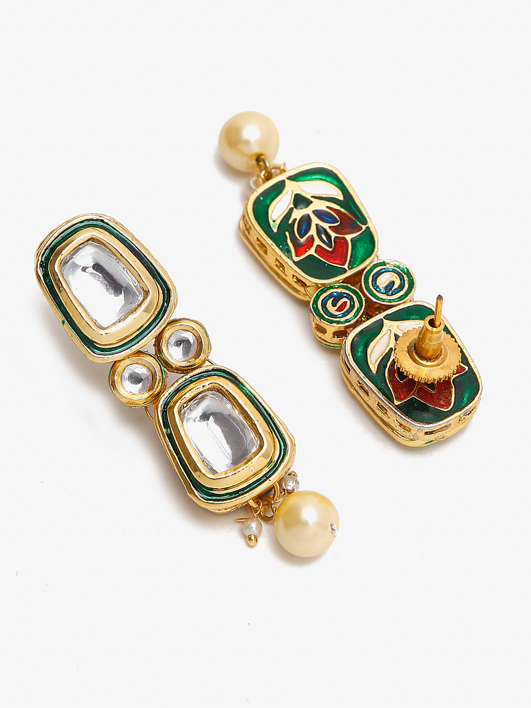 White Gold Toned Meenakari Kundan Choker With Earrings - Ruby Raang - Grab2buy