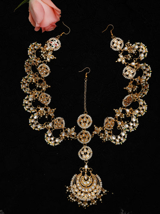 Women's Gold Kundan Maharani Matha Patti - Ruby Raang - Grab2buy