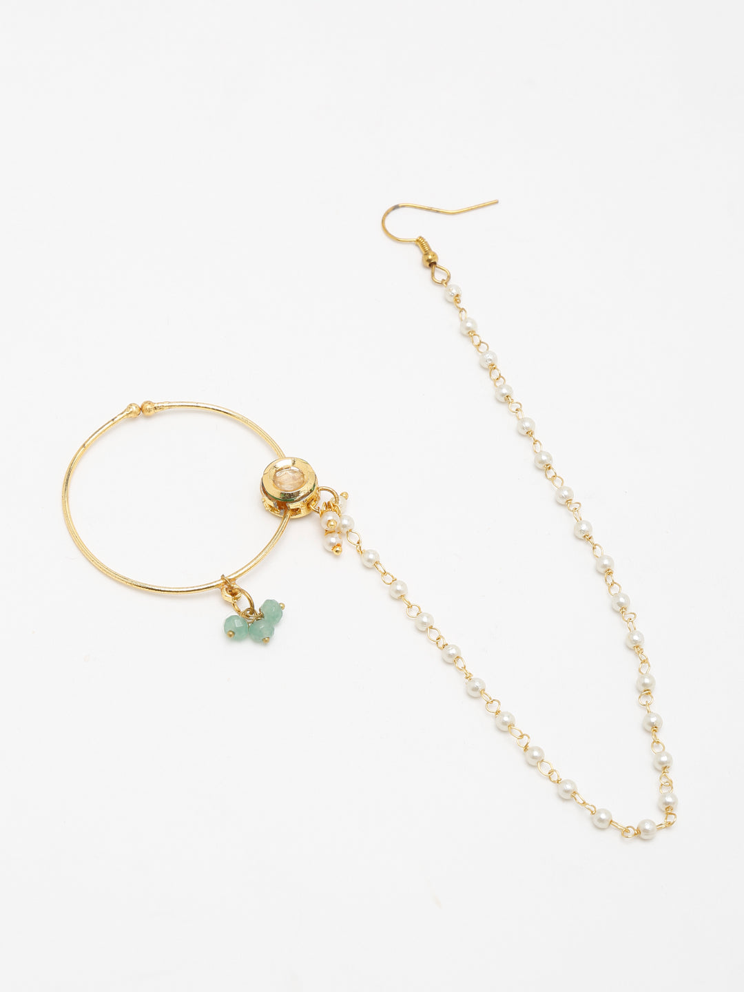 Gold Plated Kundan Nose Ring - Ruby Raang - Grab2buy