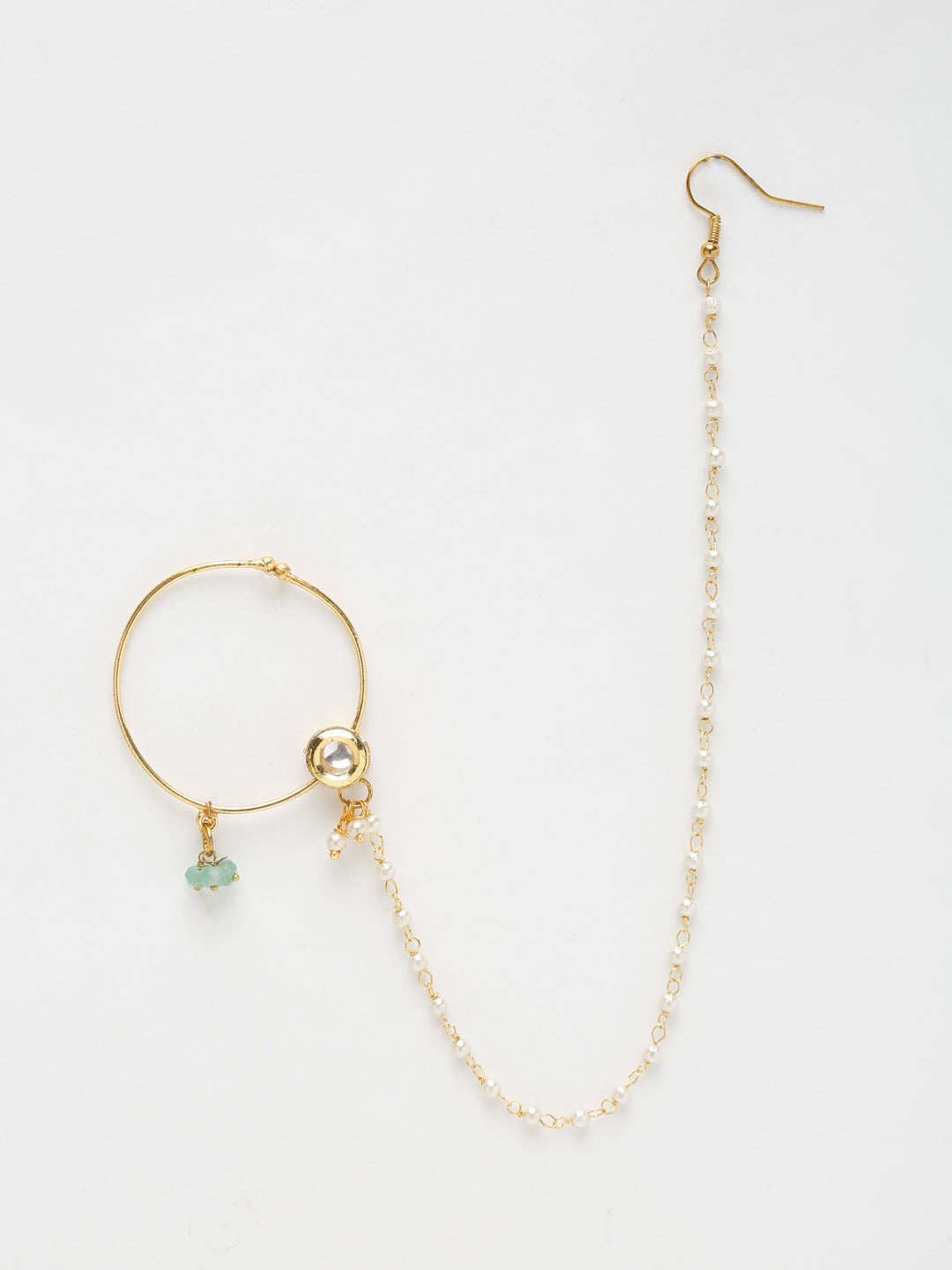 Gold Plated Kundan Nose Ring - Ruby Raang - Grab2buy