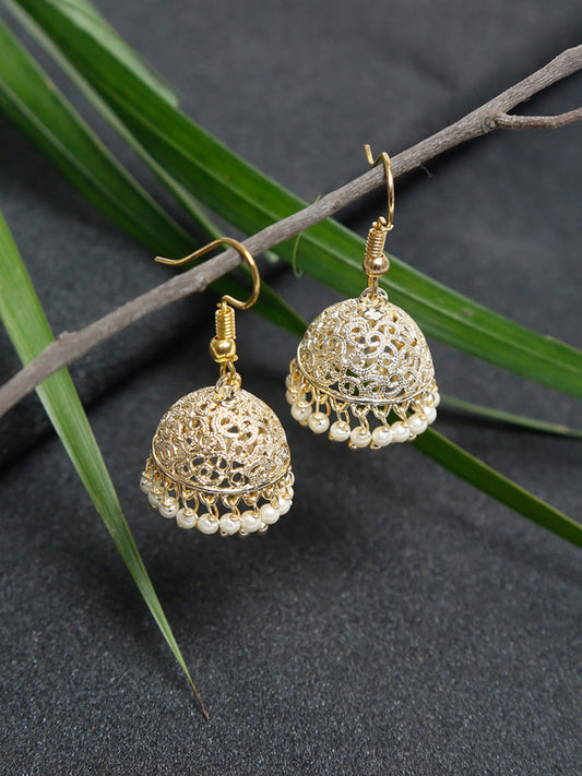 Gold-Polished Kundan Jhumka - Ruby Raang | Grab2Buy