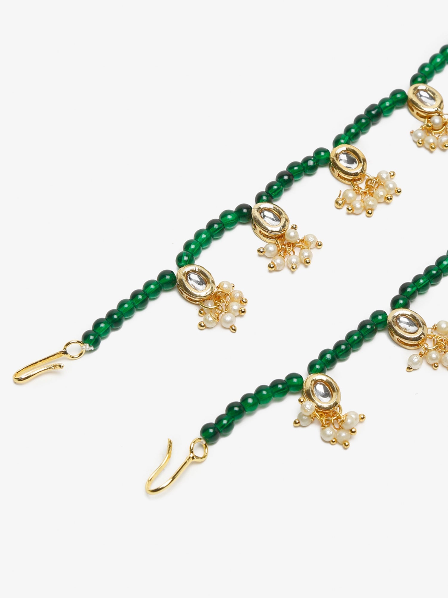 Women's Set Of 2 Green Anklets - Ruby Raang - Grab2buy