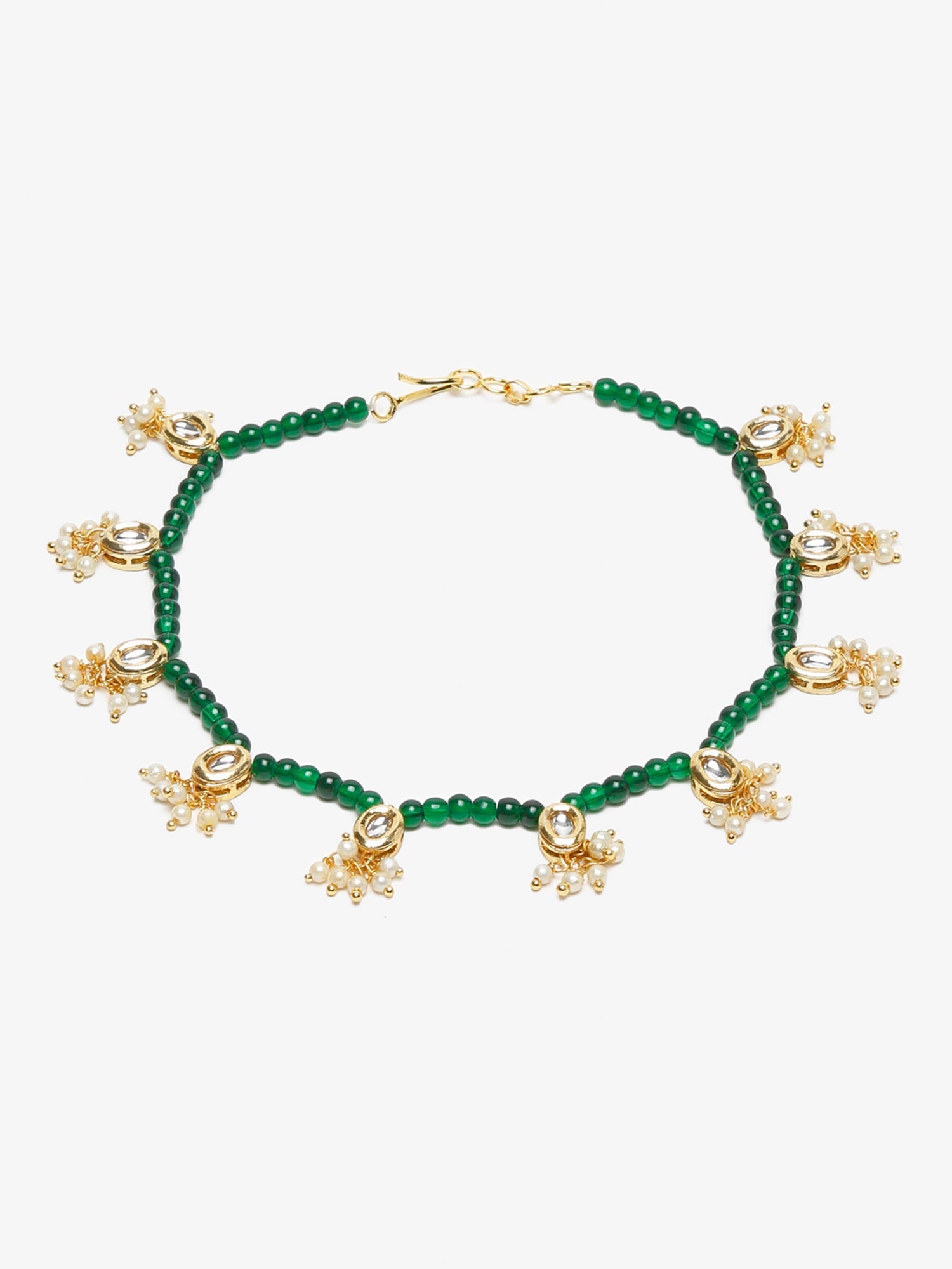 Women's Set Of 2 Green Anklets - Ruby Raang - Grab2buy