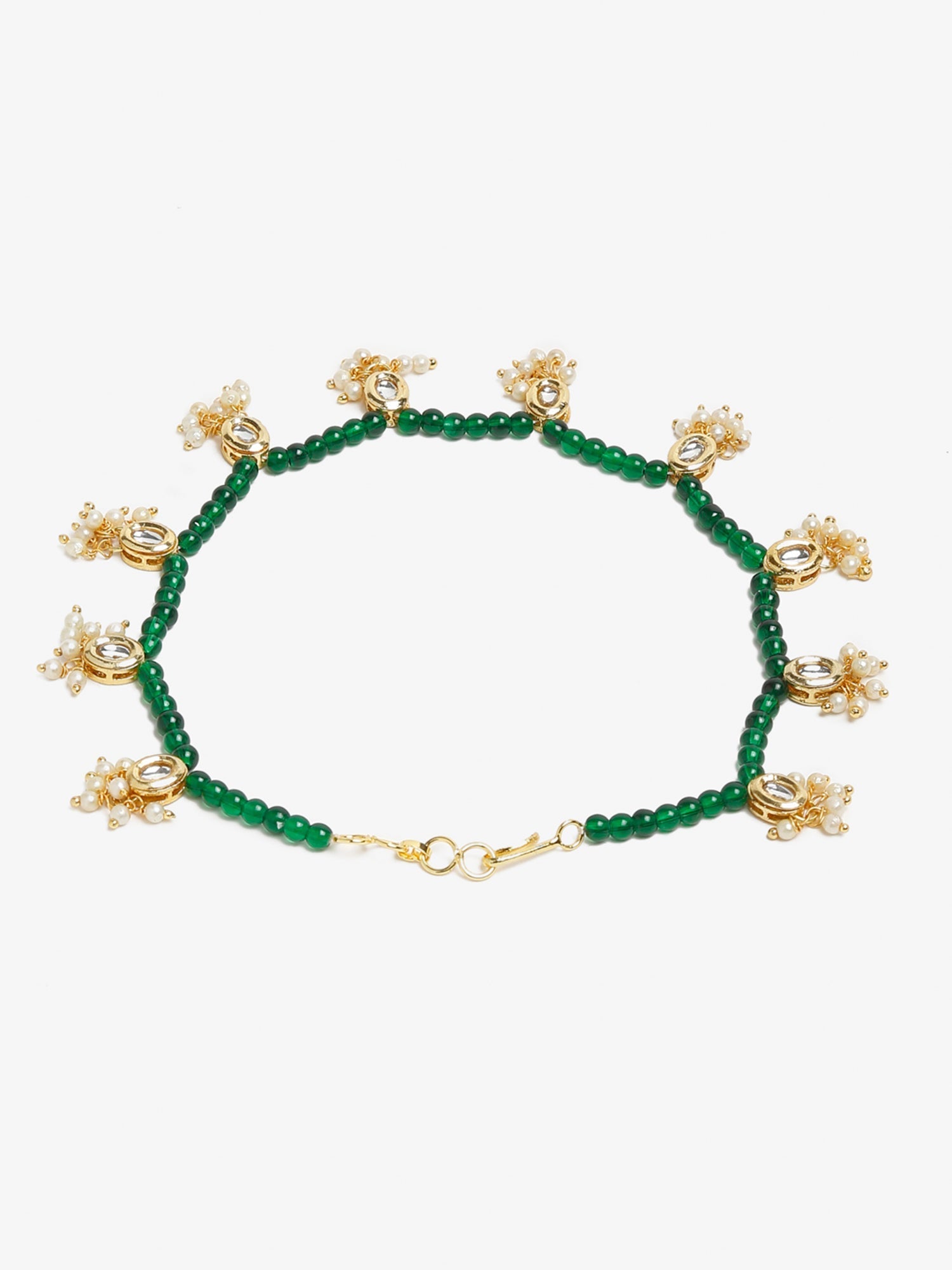 Women's Set Of 2 Green Anklets - Ruby Raang - Grab2buy