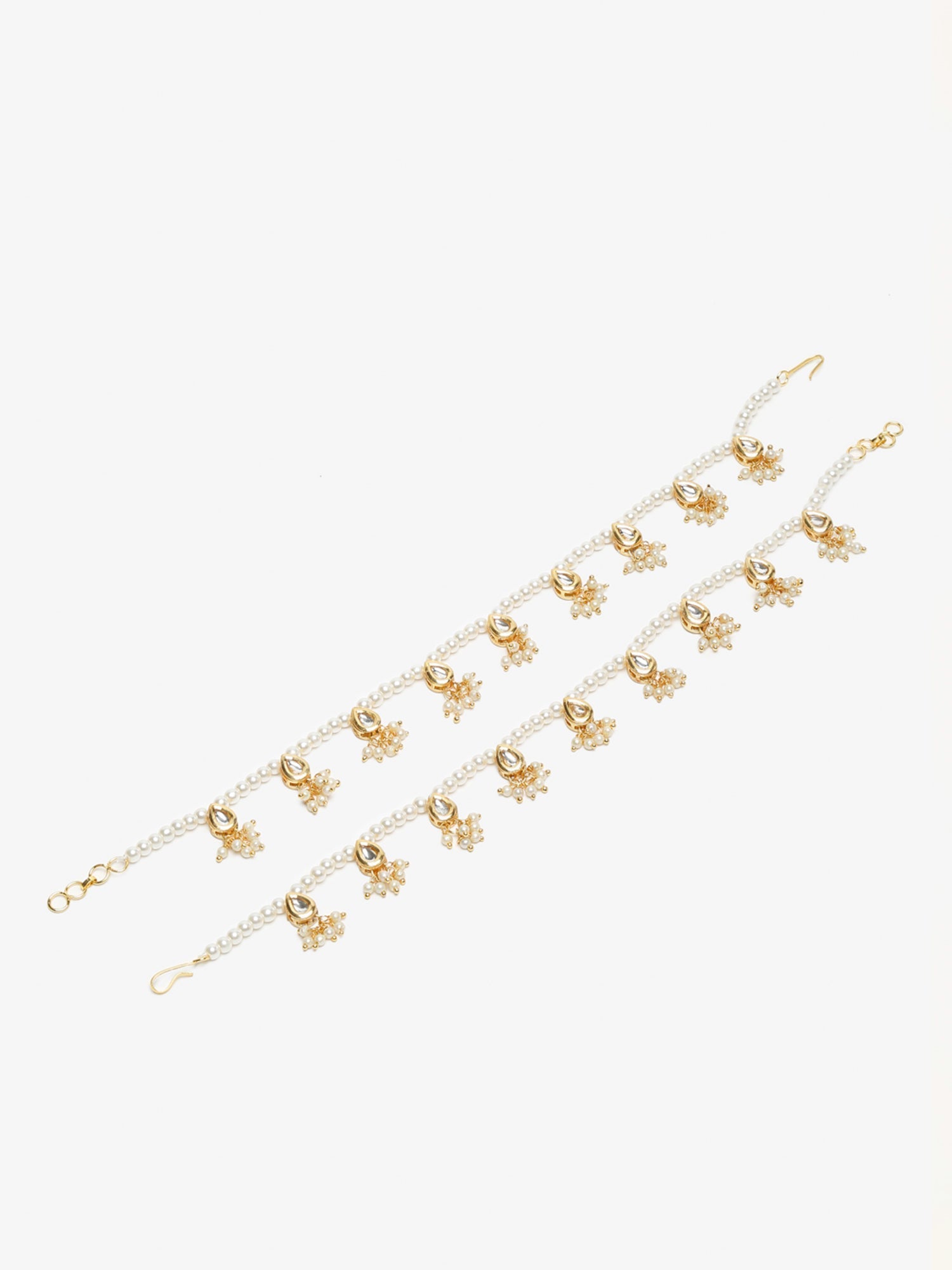 White Gold Plated Anklets Set Of 2 - Ruby Raang - Grab2buy