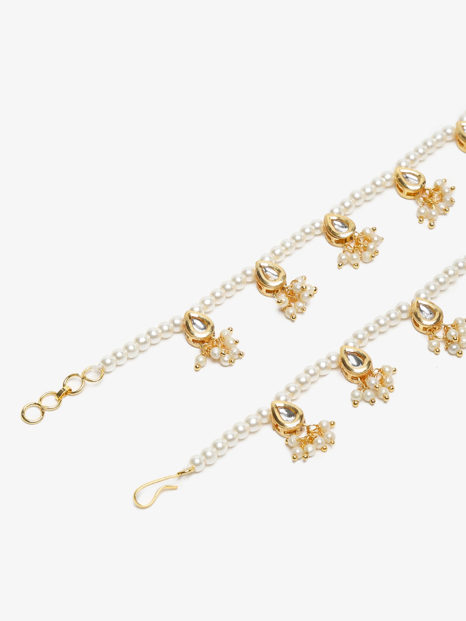White Gold Plated Anklets Set Of 2 - Ruby Raang - Grab2buy