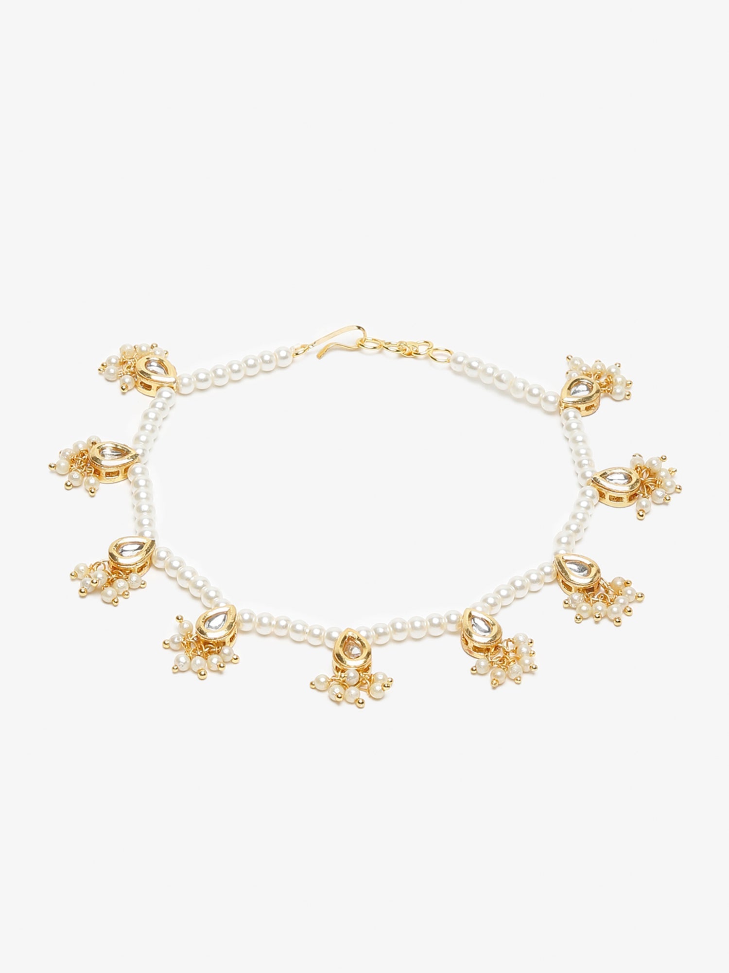 White Gold Plated Anklets Set Of 2 - Ruby Raang - Grab2buy