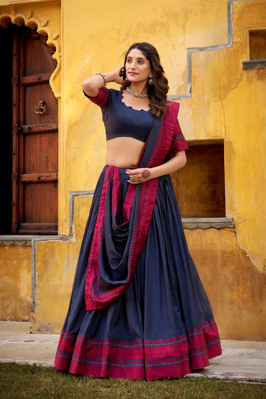 Evanik Pure Chanderi With Thread Work Lehenga Choli