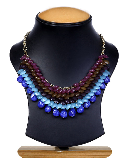 Gold-Polished Alloy Beaded Short Statement Necklace - The Pari | Swadesiicart