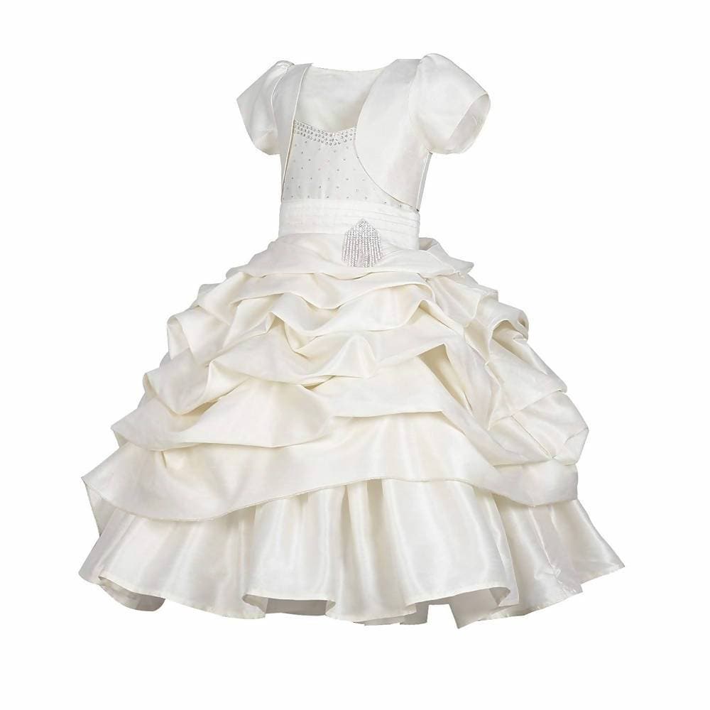 Asmaani Baby Girl's Off-white Colour Satin A-Line Maxi Full Length Dress (AS-DRESS_22116) - Grab2buy