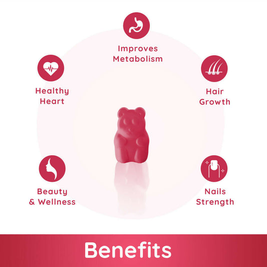 Purna Gummies Biotin Cranberry Flavour Gummies with Vitamin B 12 for Stronger Hair and Nails Grab2Buy Purna Grab2Buy