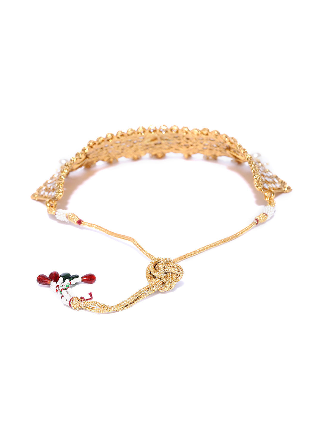 Priyaasi Women White Beads Pearls Kundan Gold Plated MaangTika Jewellery Set - Grab2buy