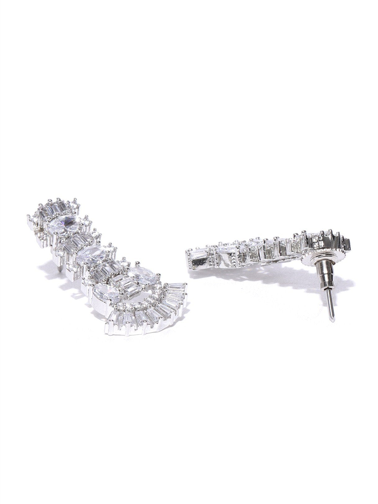 Priyaasi Women American Diamond Silver Plated Jewellery Set - Grab2buy