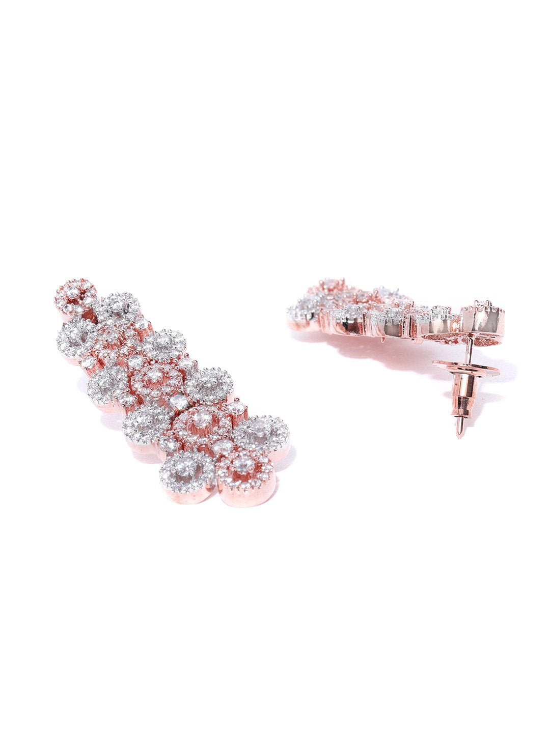 Priyaasi Women American Diamond Rose Gold Plated Geometric Jewellery Set - Grab2buy