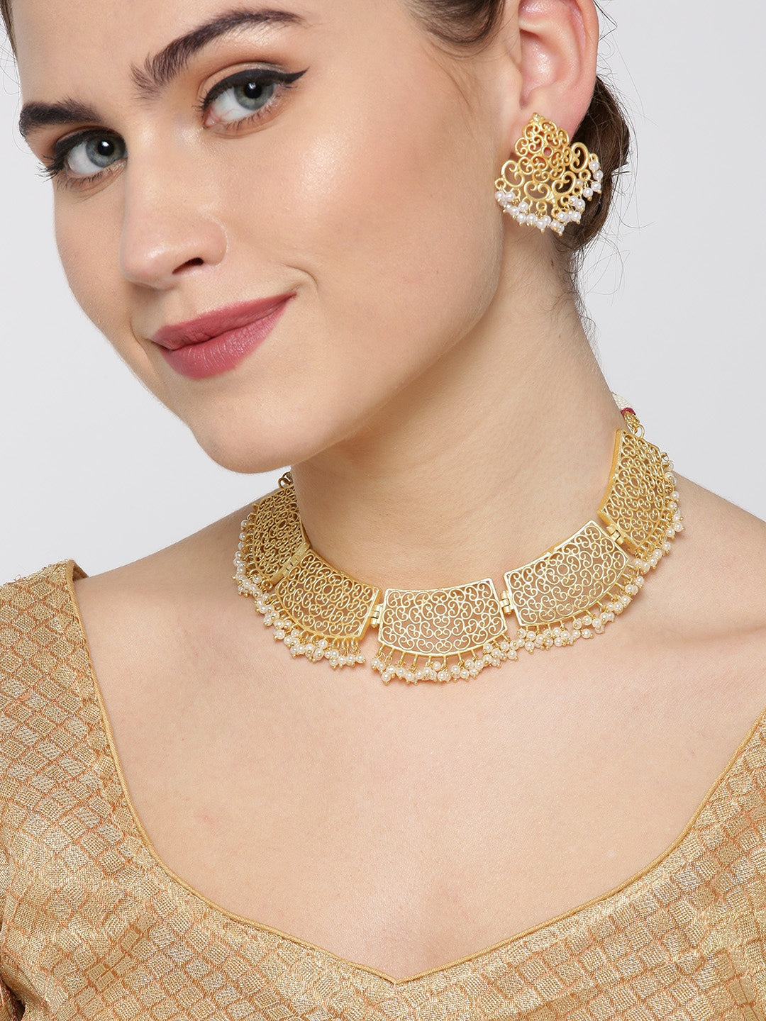Priyaasi Women Beads Gold Plated Jewellery Set - Grab2buy