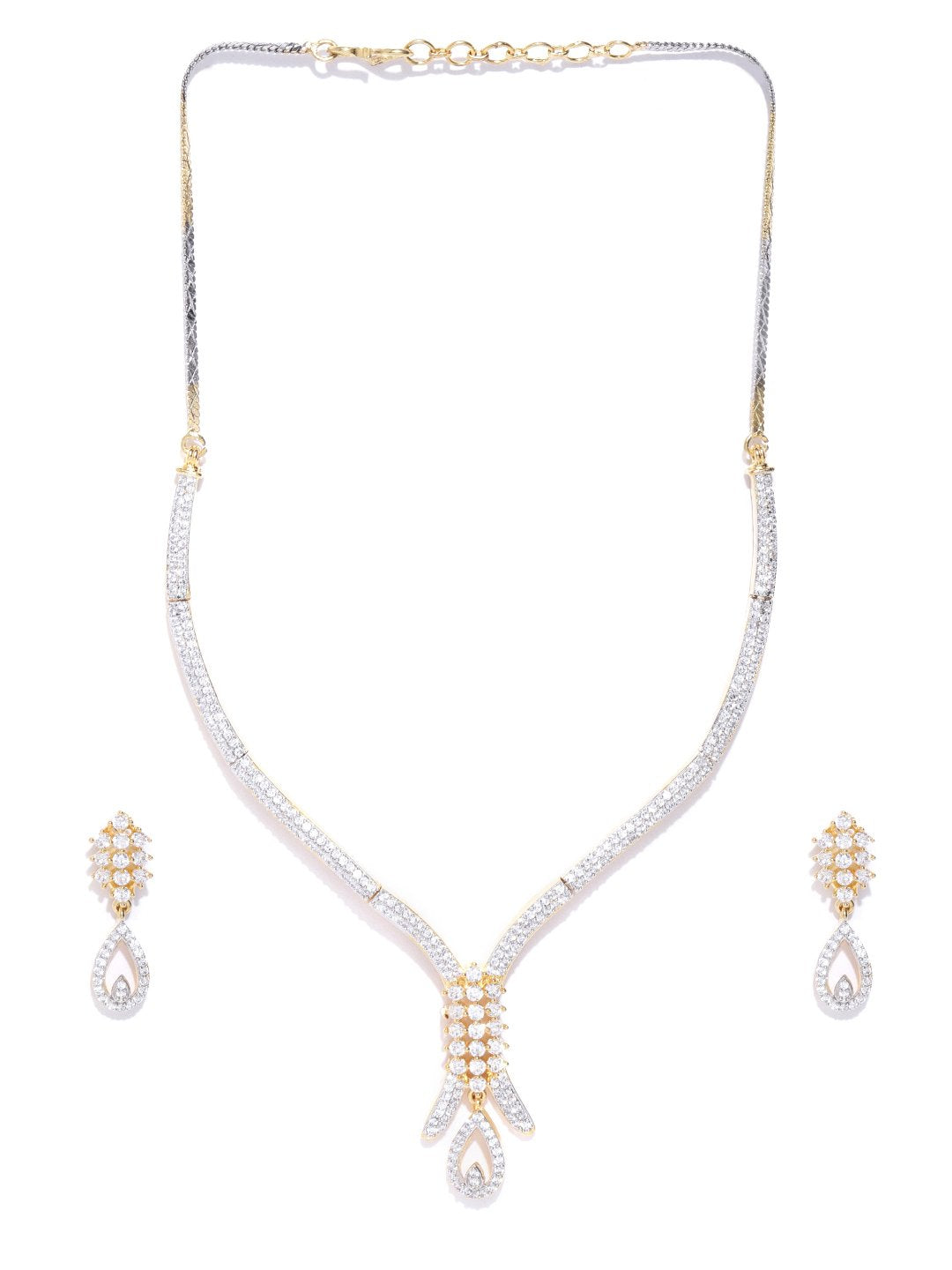 Priyaasi Women American Diamond Gold Plated Jewellery Set - Grab2buy