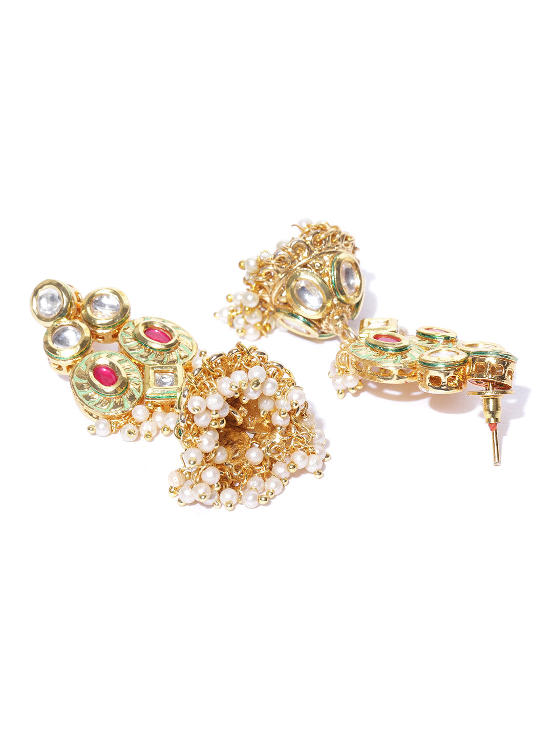 Priyaasi Women Gold-Plated Kundan And Ruby Studded Jewellery Set - Grab2buy