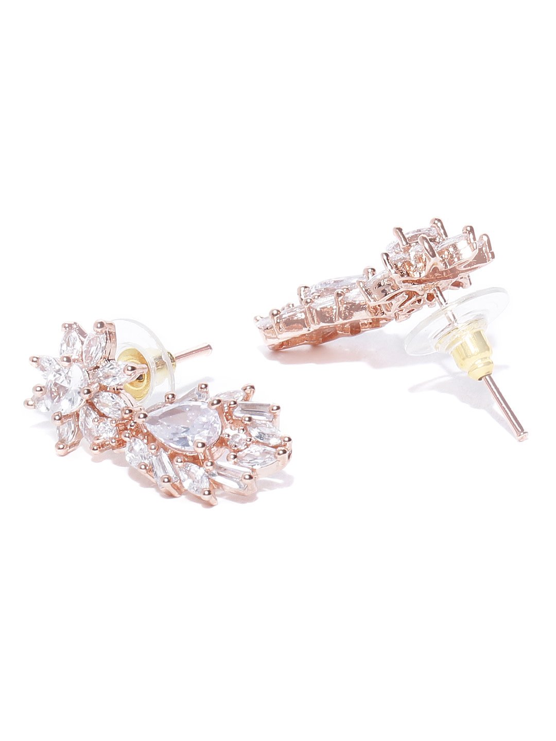 Priyaasi Women American Diamond Rose Gold Plated Jewellery Set - Grab2buy