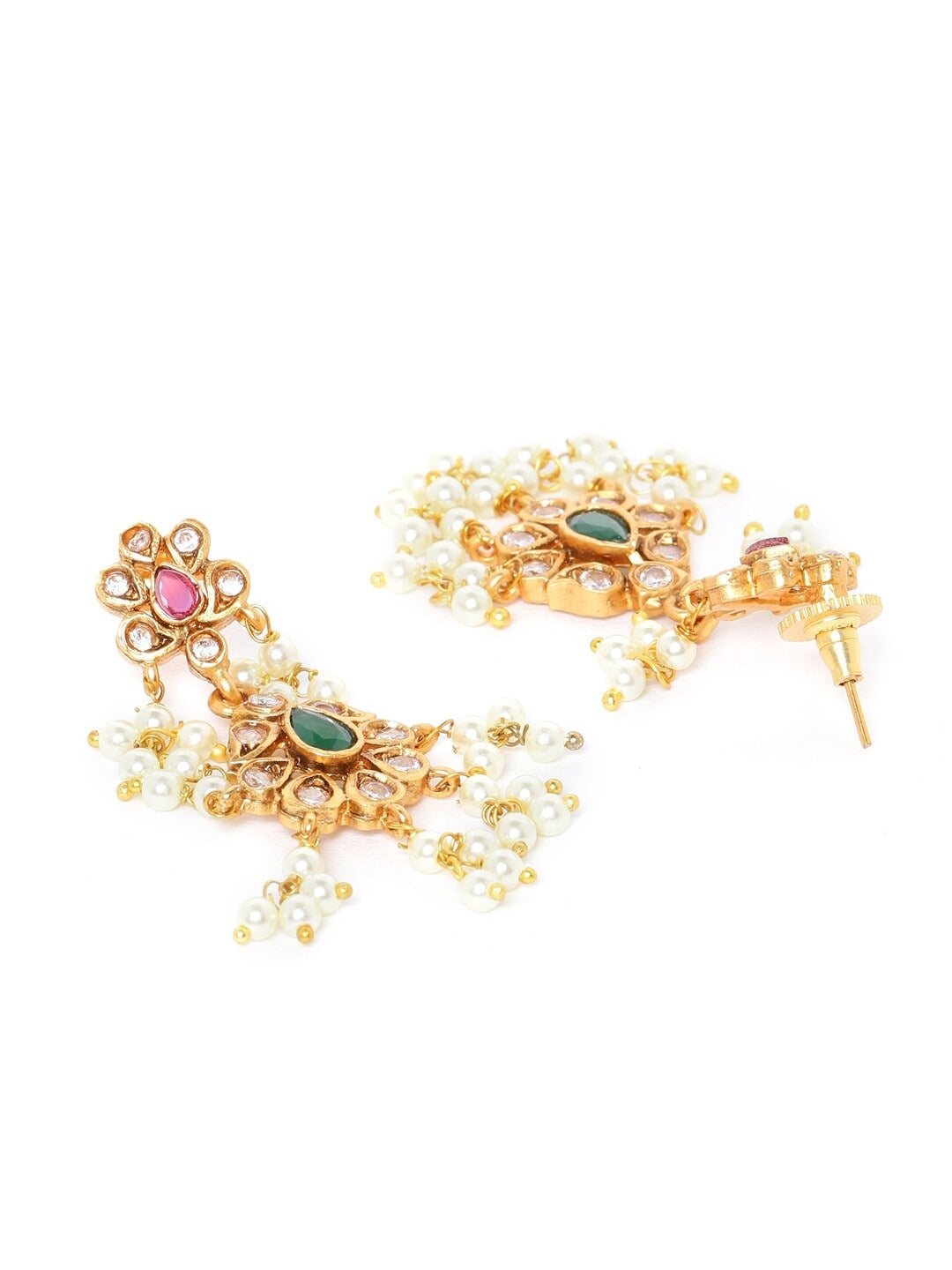 Priyaasi Women Ruby Emerald Kundan Beads Gold Plated Jewellery Set - Grab2buy