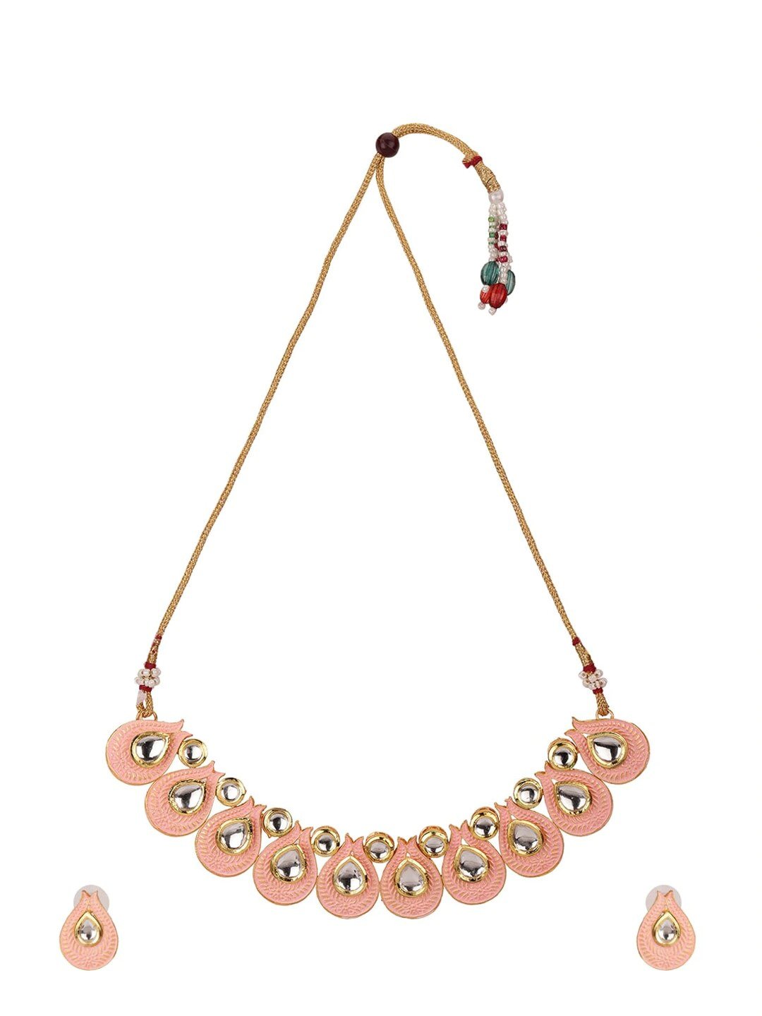 Priyaasi Women Pink Kundan Gold Plated Paisley Jewellery Set - Grab2buy