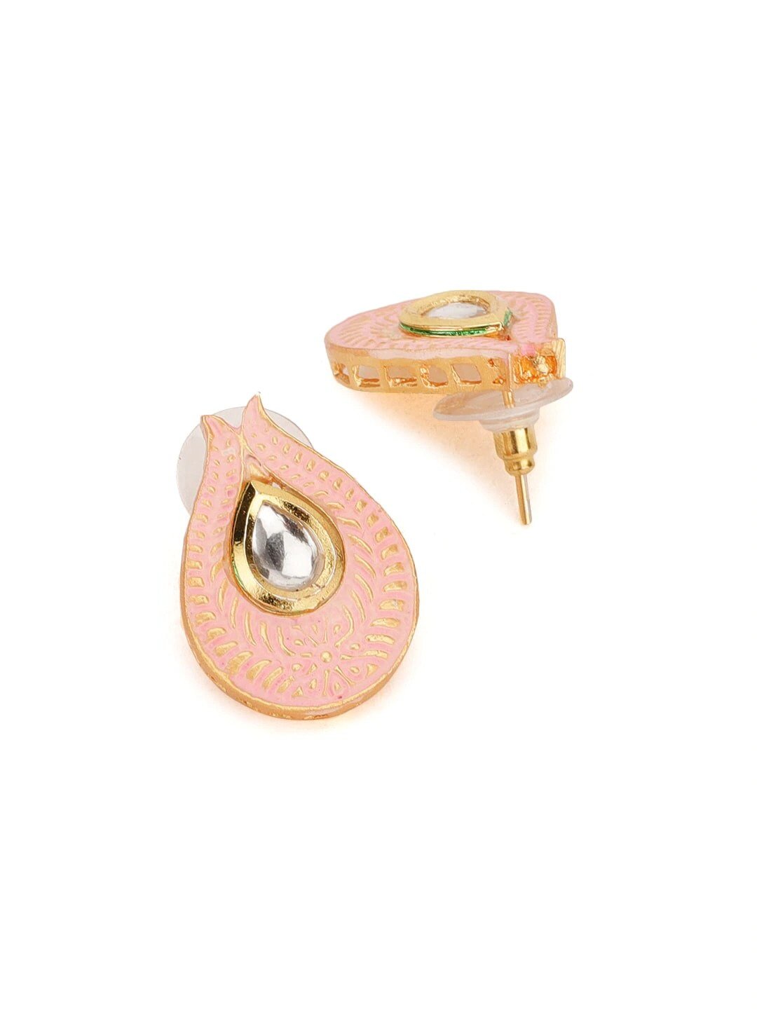 Priyaasi Women Pink Kundan Gold Plated Paisley Jewellery Set - Grab2buy