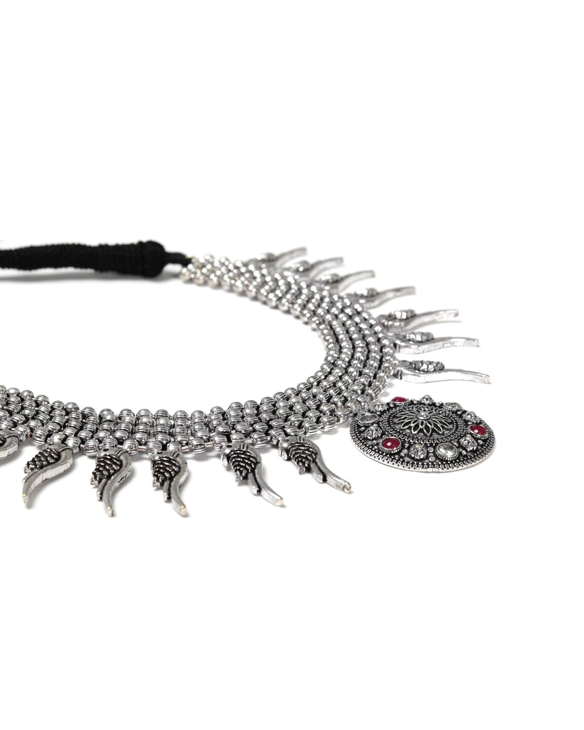 Priyaasi Women Ruby German Silver Oxidised Jewellery Set - Grab2buy