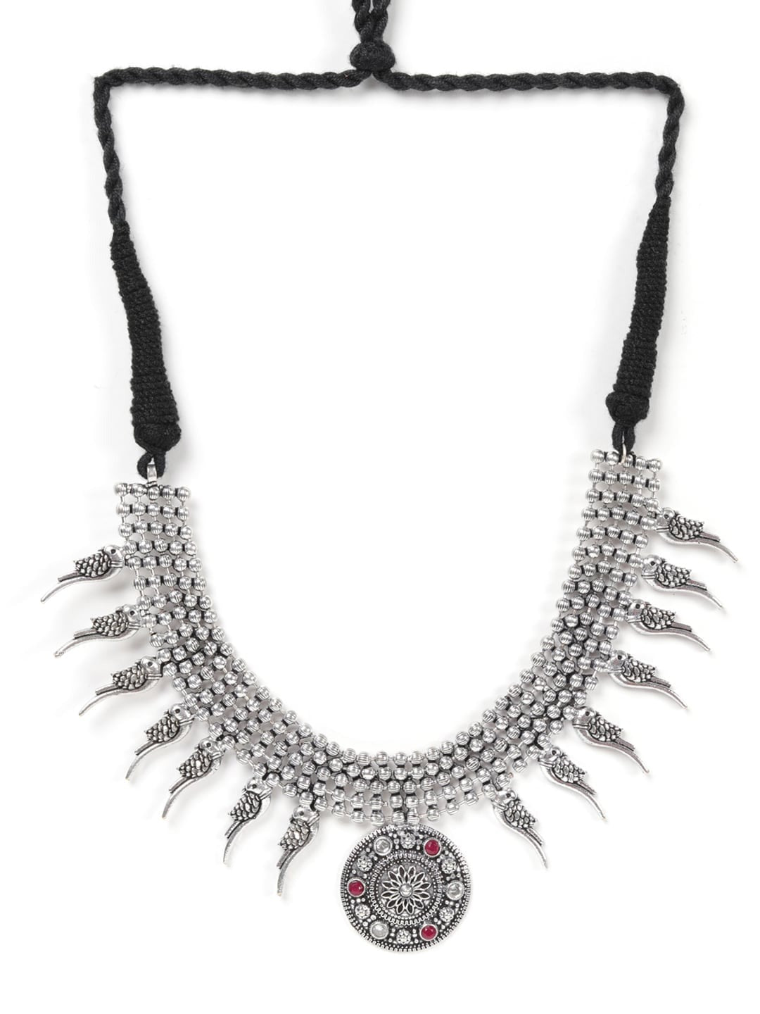 Priyaasi Women Ruby German Silver Oxidised Jewellery Set - Grab2buy