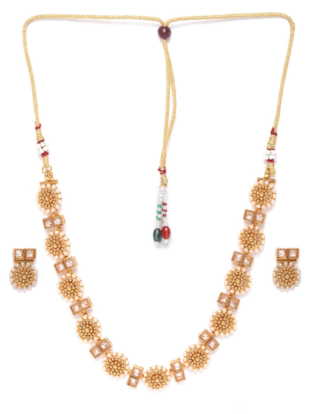 Priyaasi Women Stones Beads Gold Plated Floral Jewellery Set - Grab2buy