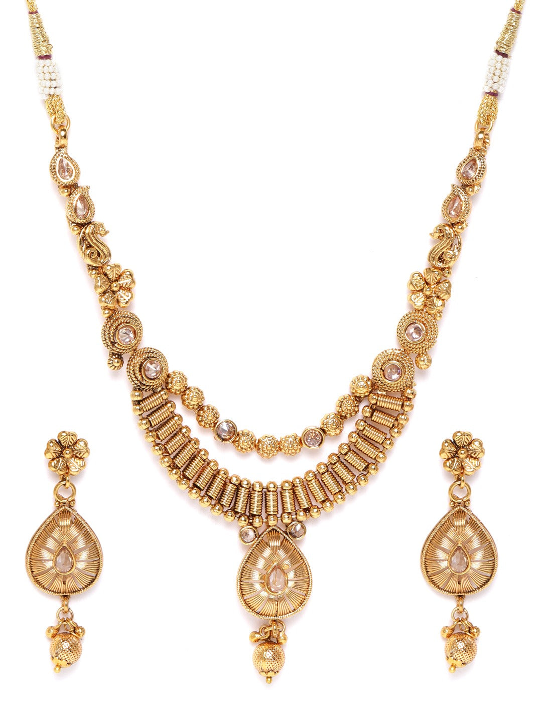 Priyaasi Women Kundan Beads Gold Plated Jewellery Set - Grab2buy