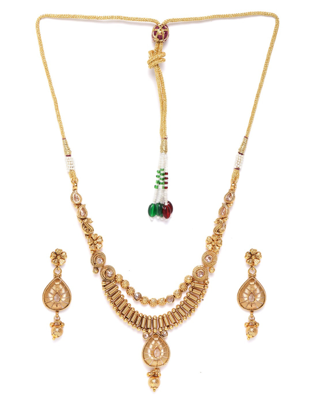 Priyaasi Women Kundan Beads Gold Plated Jewellery Set - Grab2buy